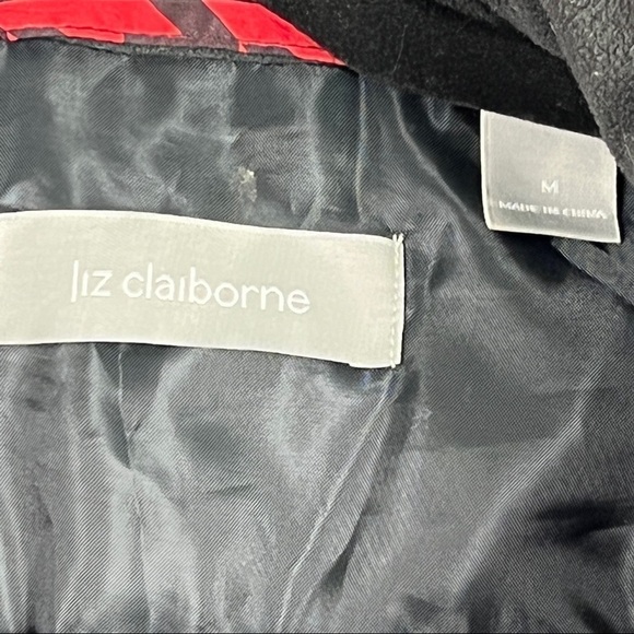 Liz Claiborne Puffer Vest Red & Black Herringbone zip front Size M - Picture 8 of 8